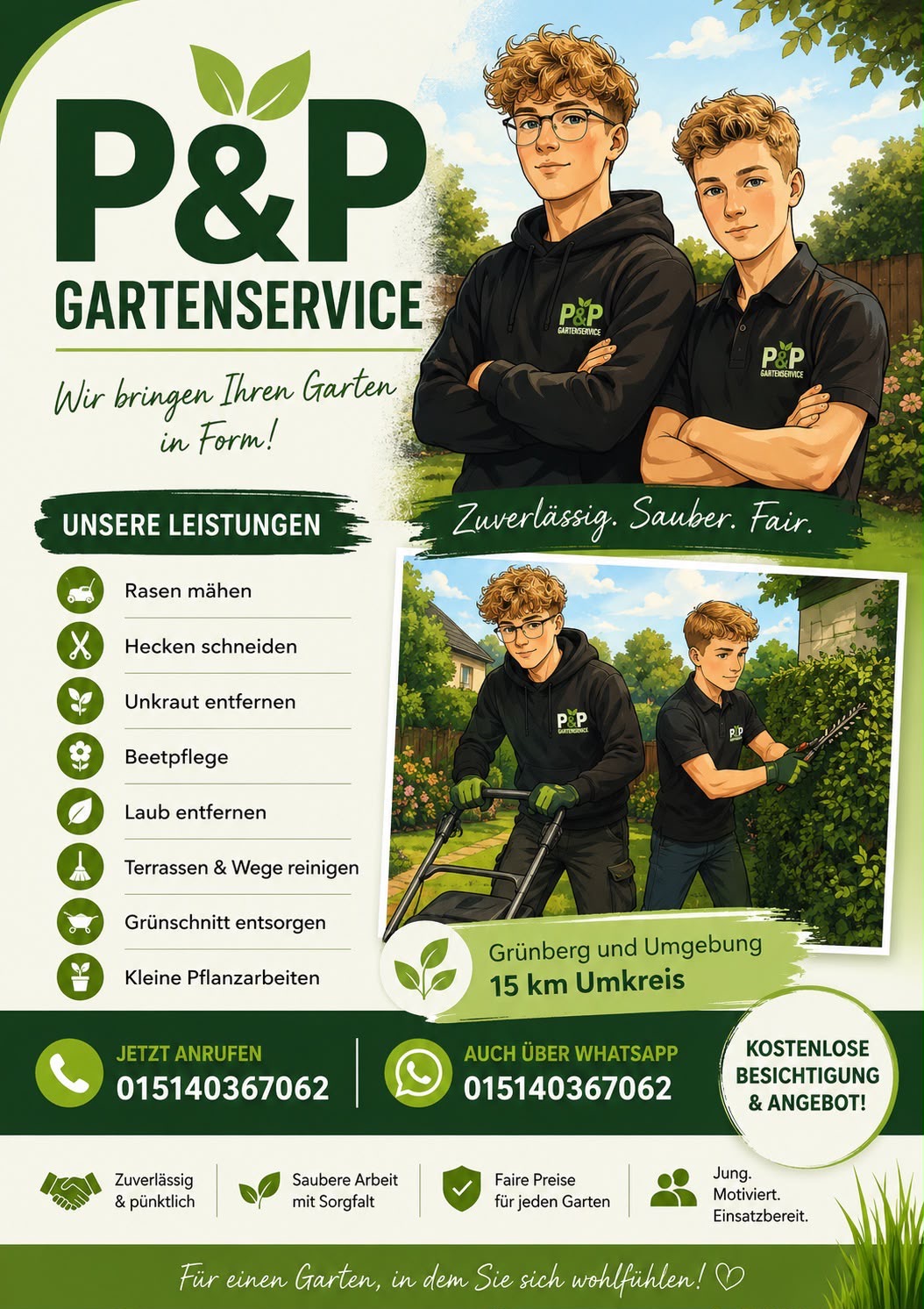 Der originale P&P Gartenservice Flyer