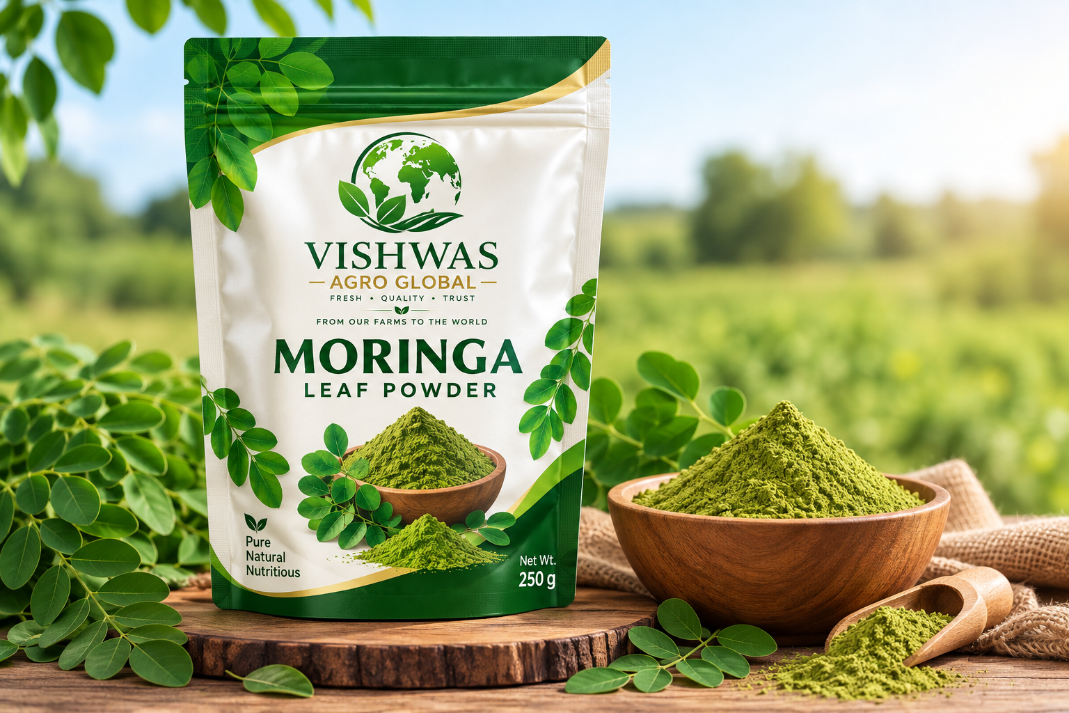 Moringa Leaf Powder — export quality from Vishwas Agro Global, Palanpur, Gujarat, India