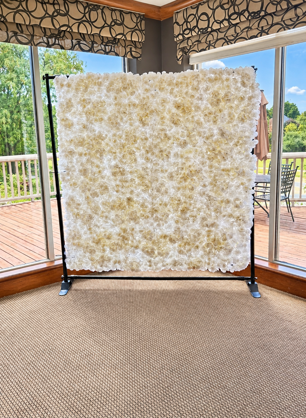 White Garden Floral Wall — signature wedding backdrop