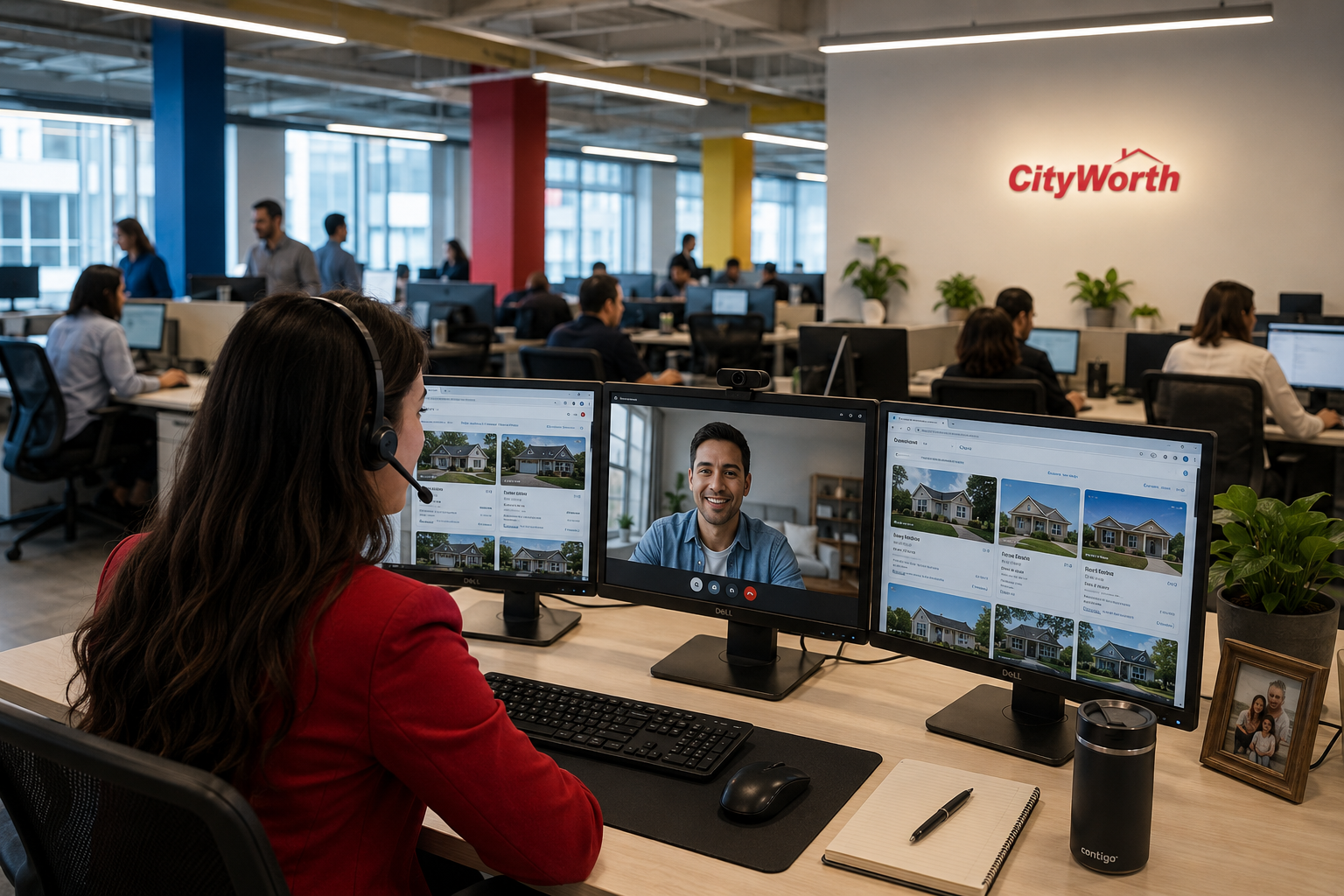 A CityWorth Agent browsing home listings with a client on a video call