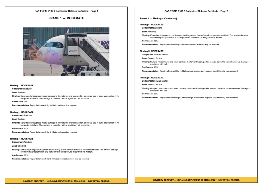 FAA Form 8130-3 Authorized Release Certificate Report