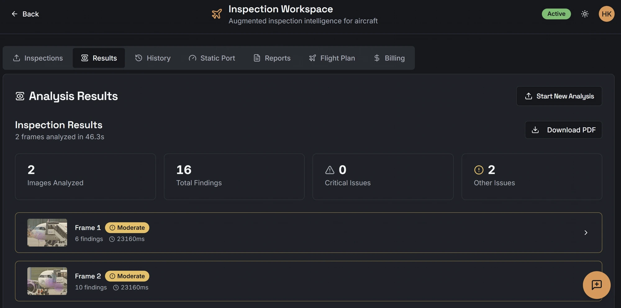Analysis Results Workspace