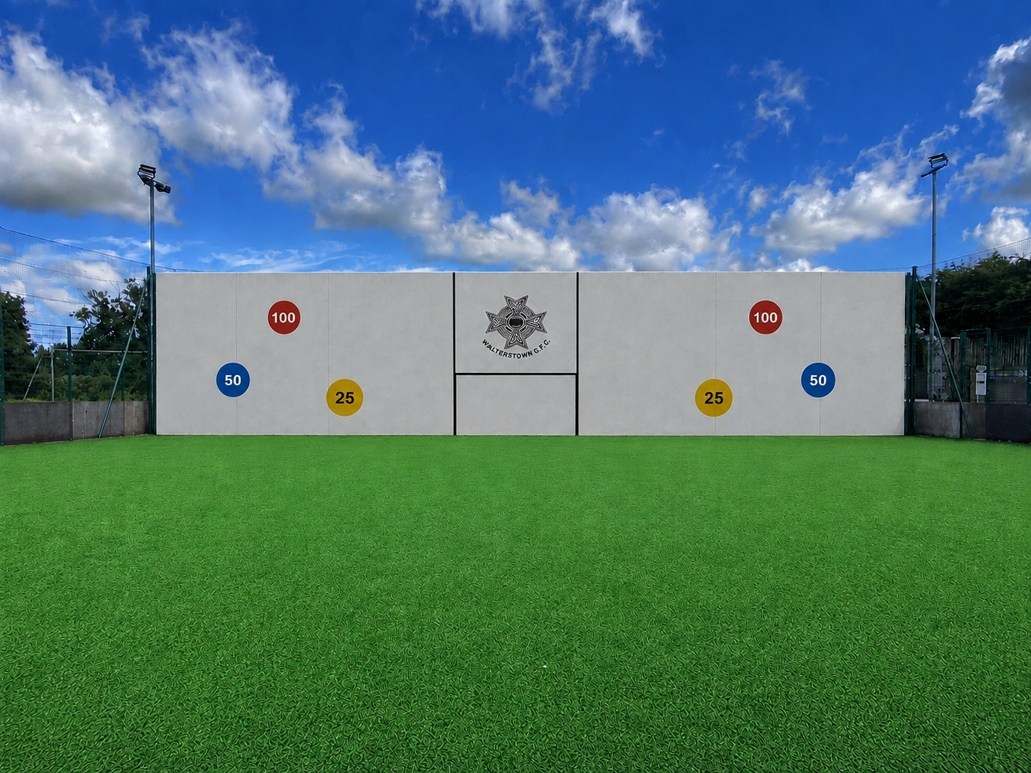 The new Ball Wall, viewed from inside the astro pitches