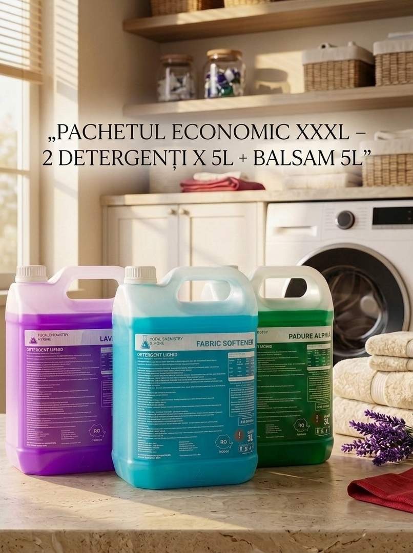 Pachet 2×5L Detergent de Rufe + 5L Balsam de Rufe
