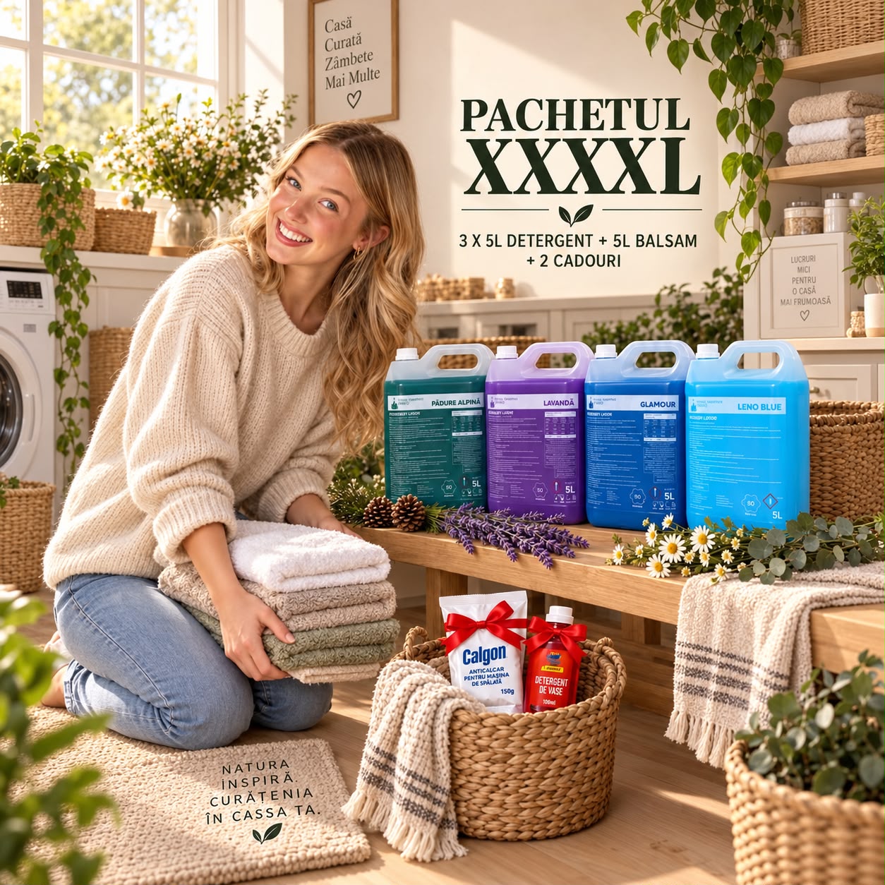 Pachet 3×5L Detergenți + 5L Balsam + 2 CADOURI