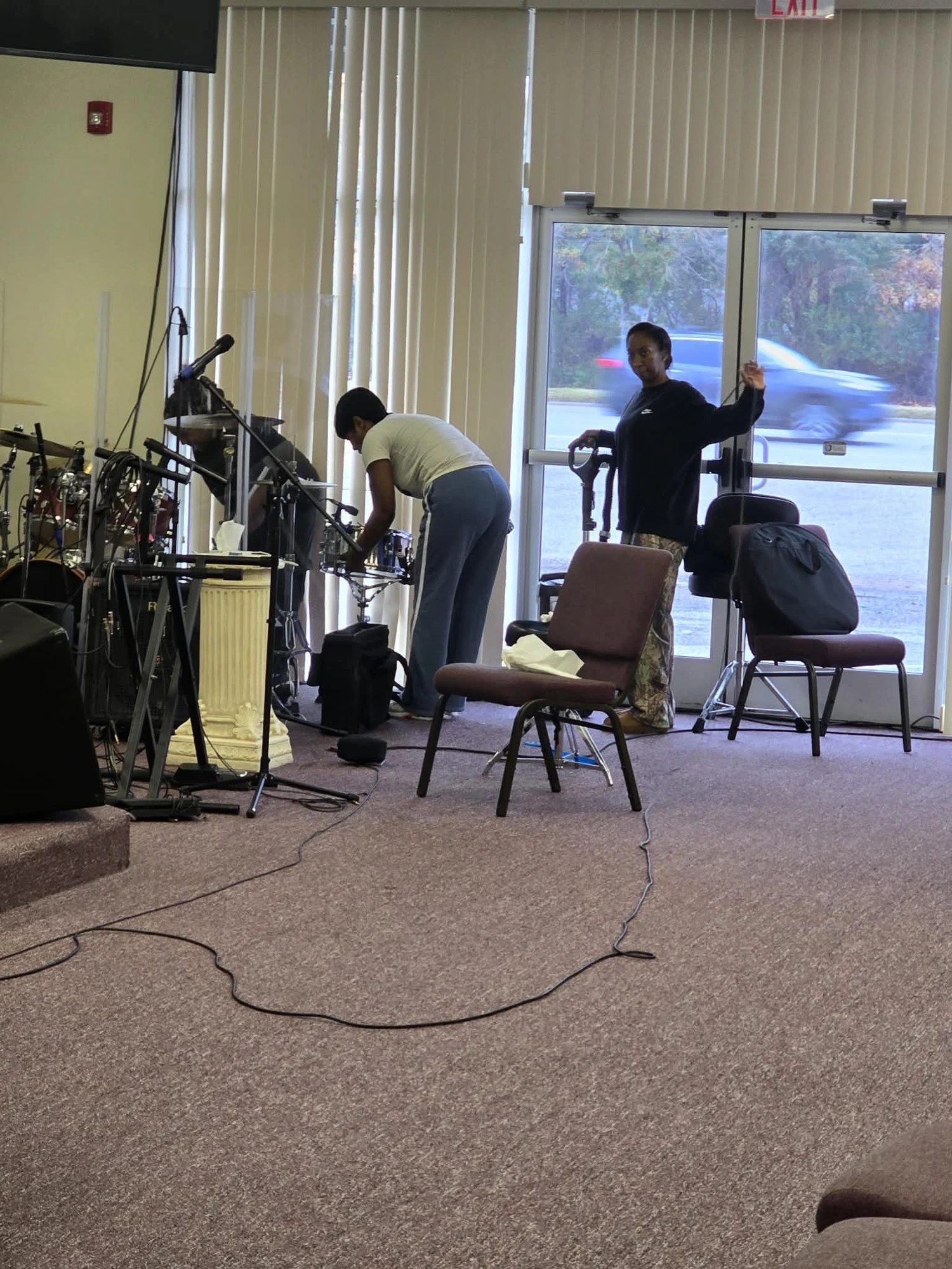 Musicians preparing to lead worship at Greater Faith