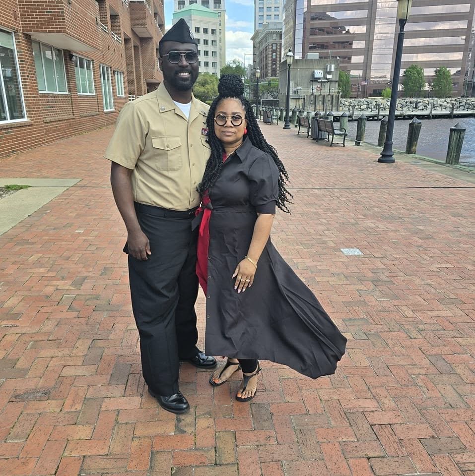 Elder Algie Jones in U.S. Navy uniform with Pastor Jewel Jones