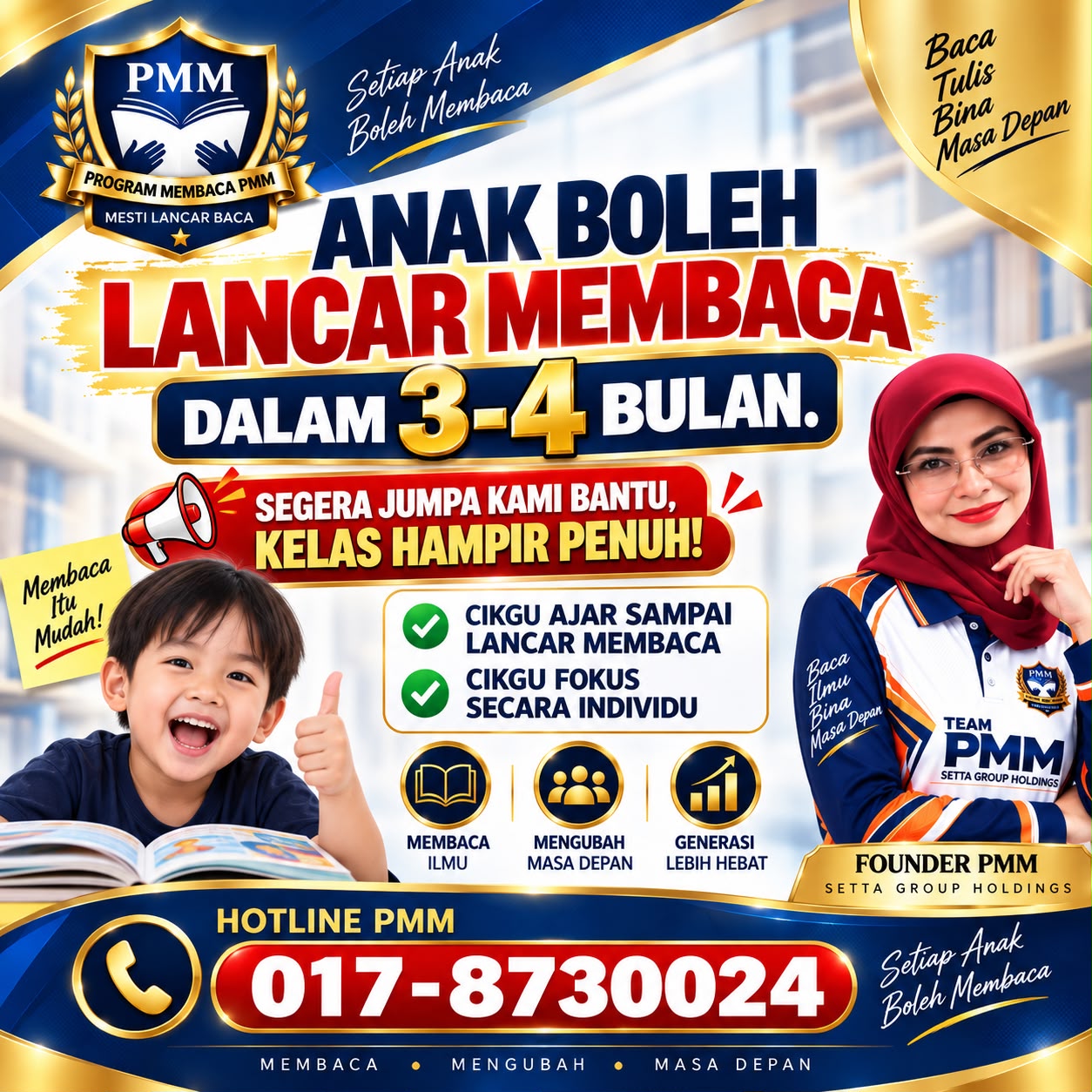 Anak boleh lancar membaca dalam 3-4 bulan