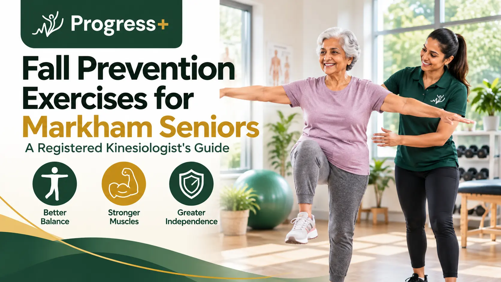 Registered Kinesiologist guiding a senior through a fall prevention exercise in Markham.