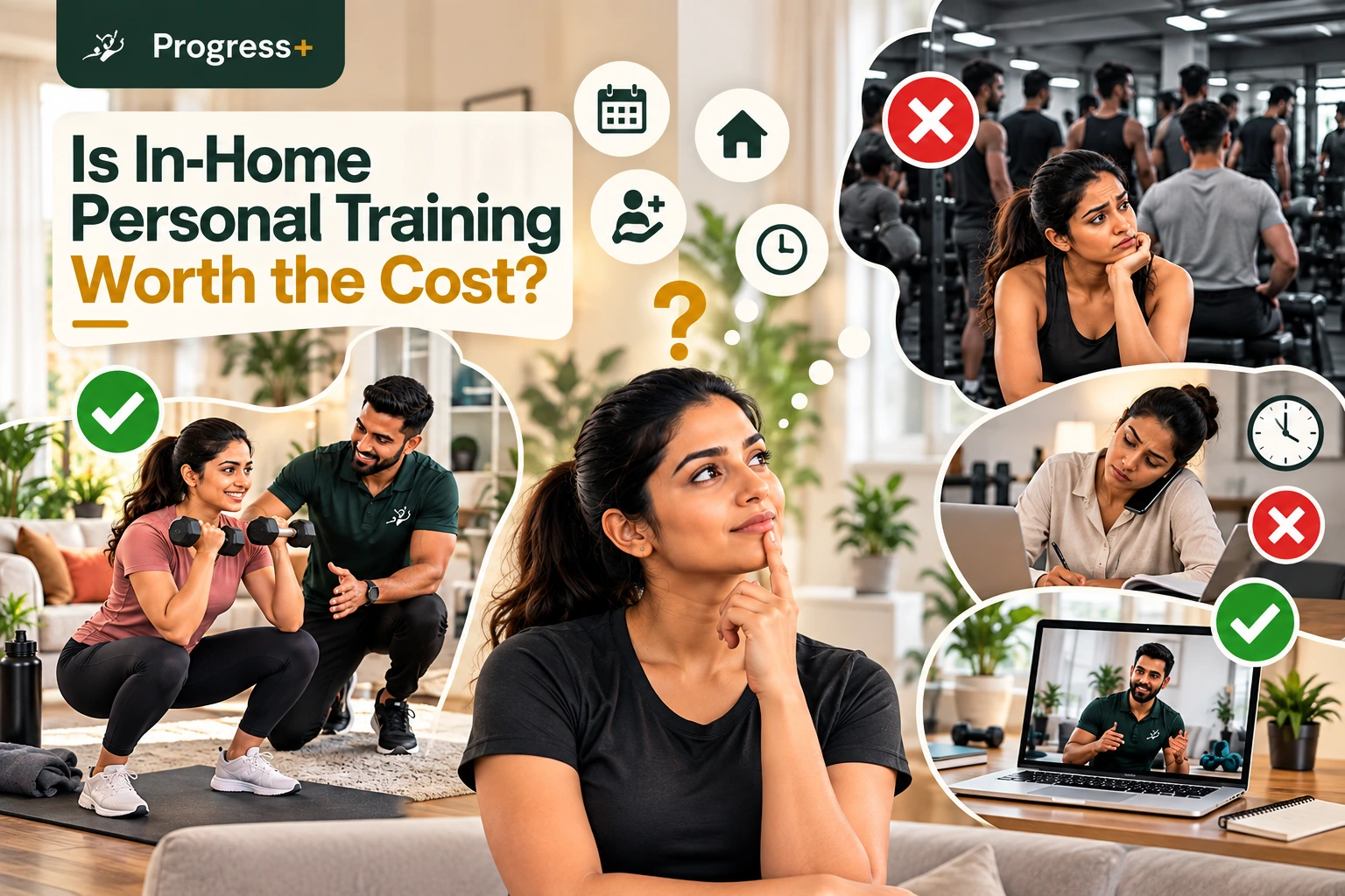 Comparing in-home personal training, a crowded gym, and online training in Markham.