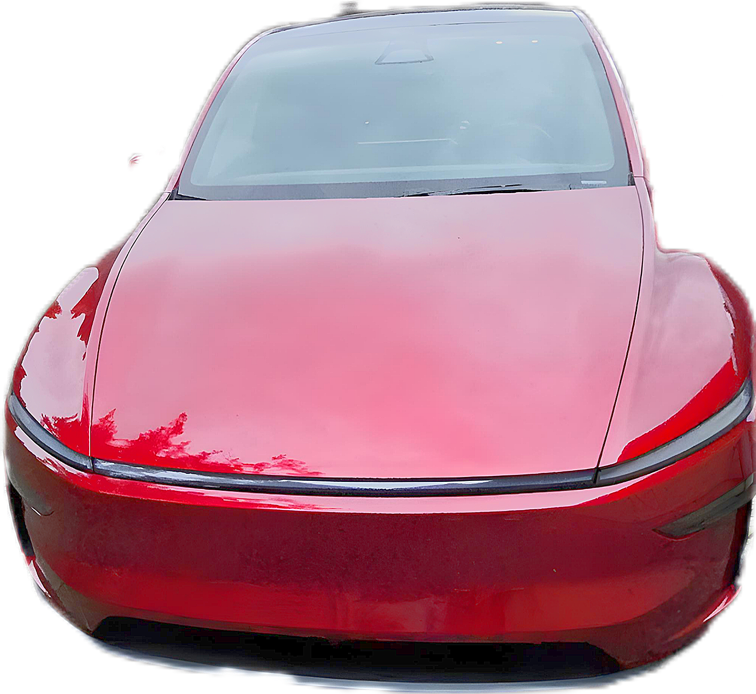 Mirror-gloss red hood after Pep's handwash and spray wax