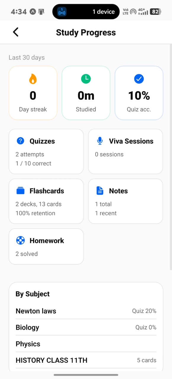 Study Progress real Orlis AI app screenshot