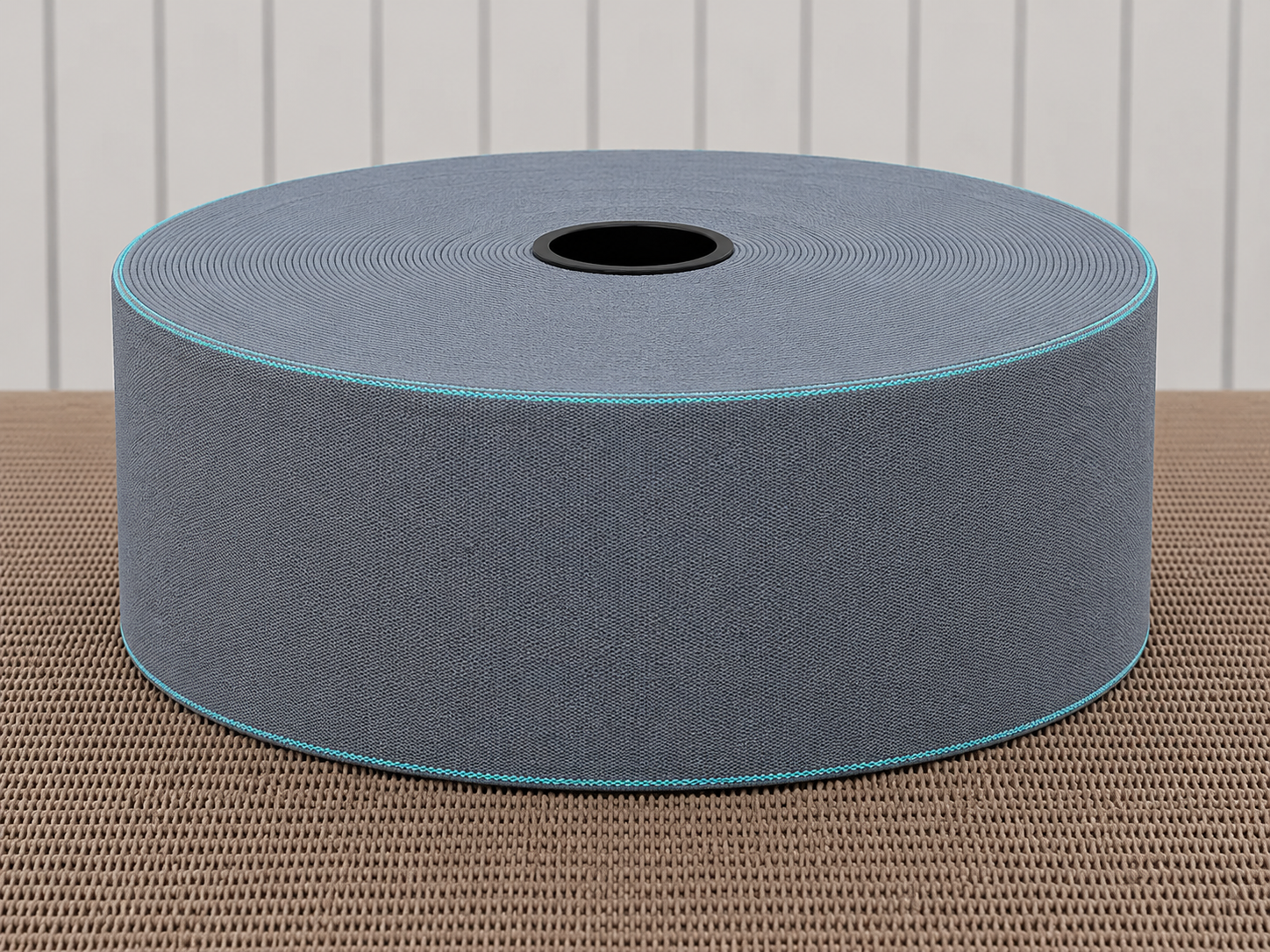 Buff Elastic woven elastic tape in grey with turquoise