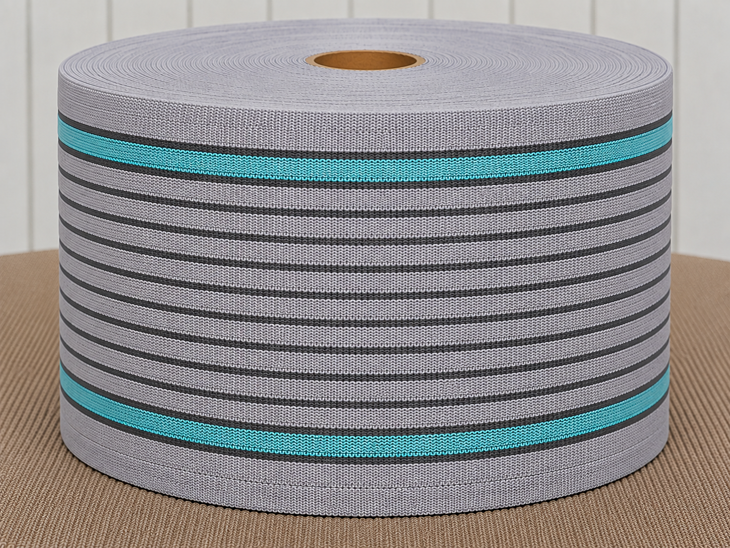 Mono Elastic woven elastic tape in light grey and turquoise