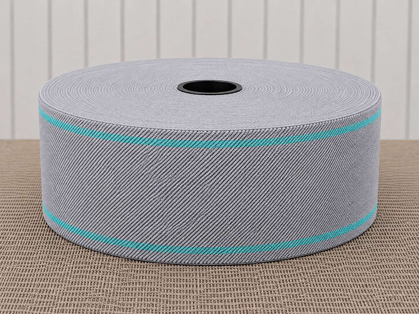 Twill Elastic woven elastic tape in grey with turquoise