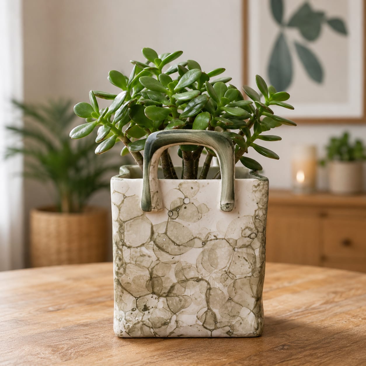 Sage Marble Tote Planter