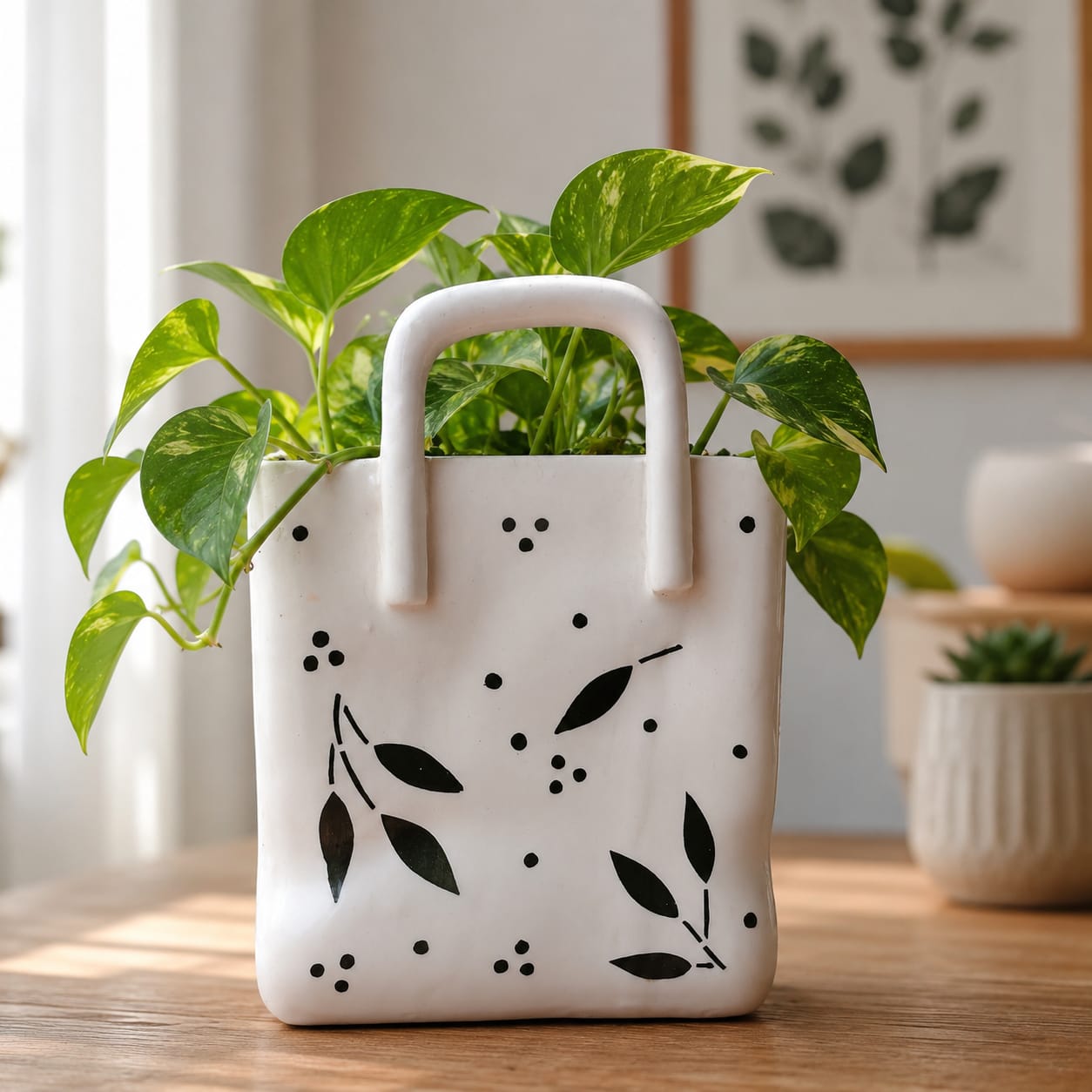 Ink Leaf Tote Planter