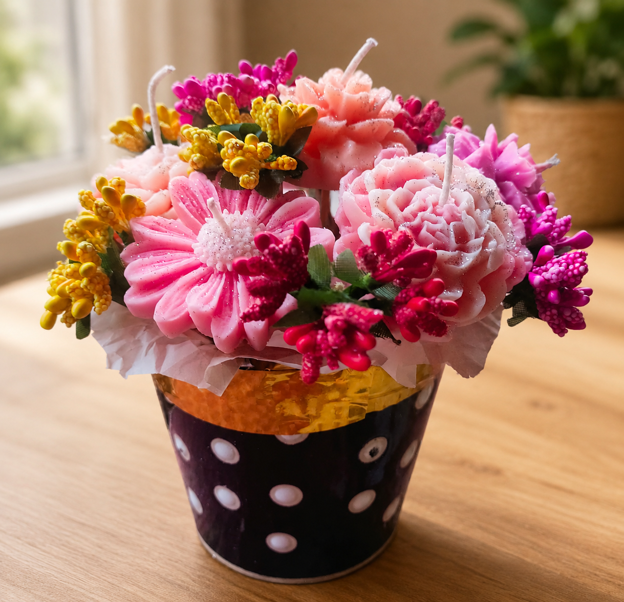 Garden blooms candle bouquet