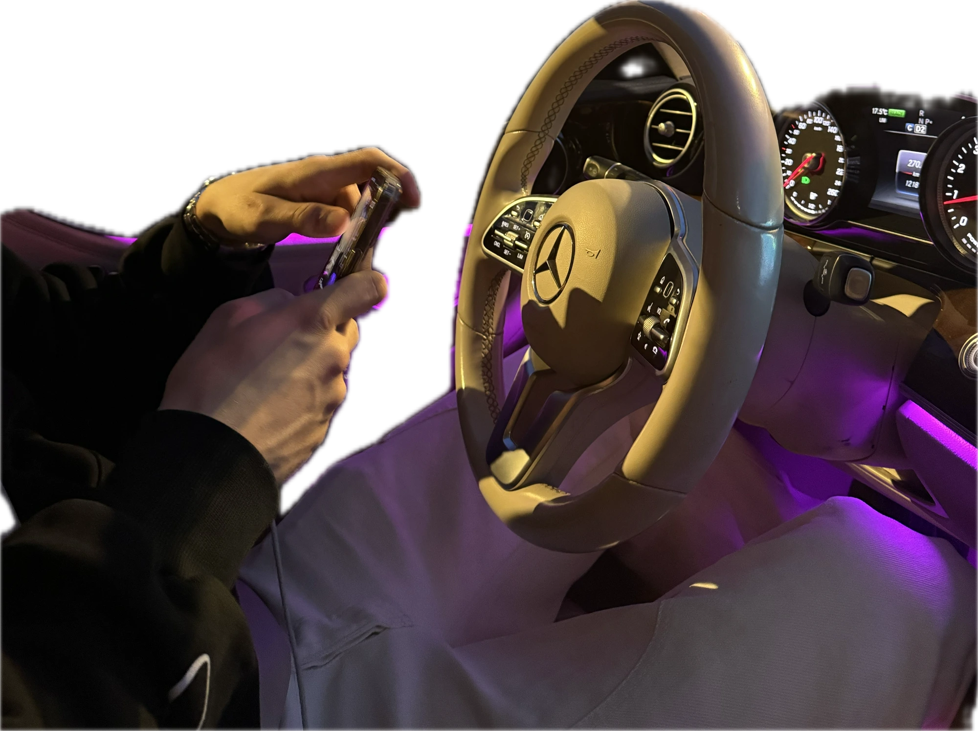 Holding a SlimeGlass tip behind a Mercedes wheel