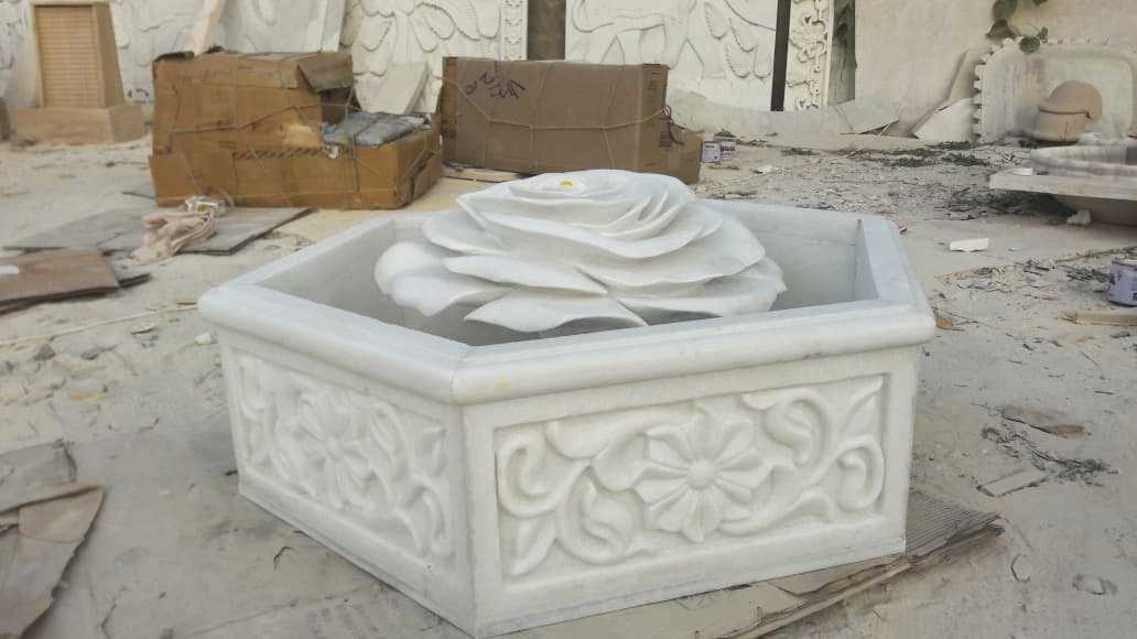 Marble Rose Bloom Water Feature