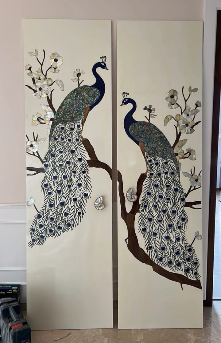 Twin Peacock Wall Doors