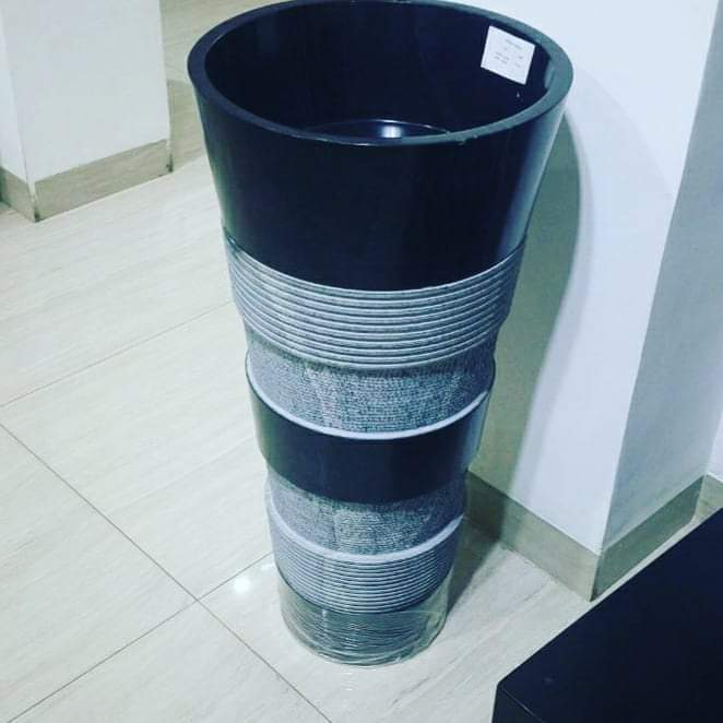 Banded Black Textured Basin
