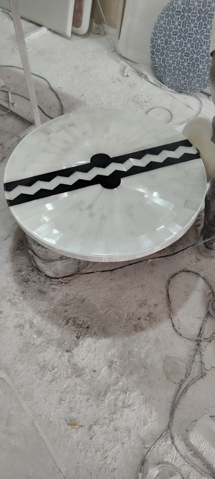 Mother-of-Pearl Chevron Table