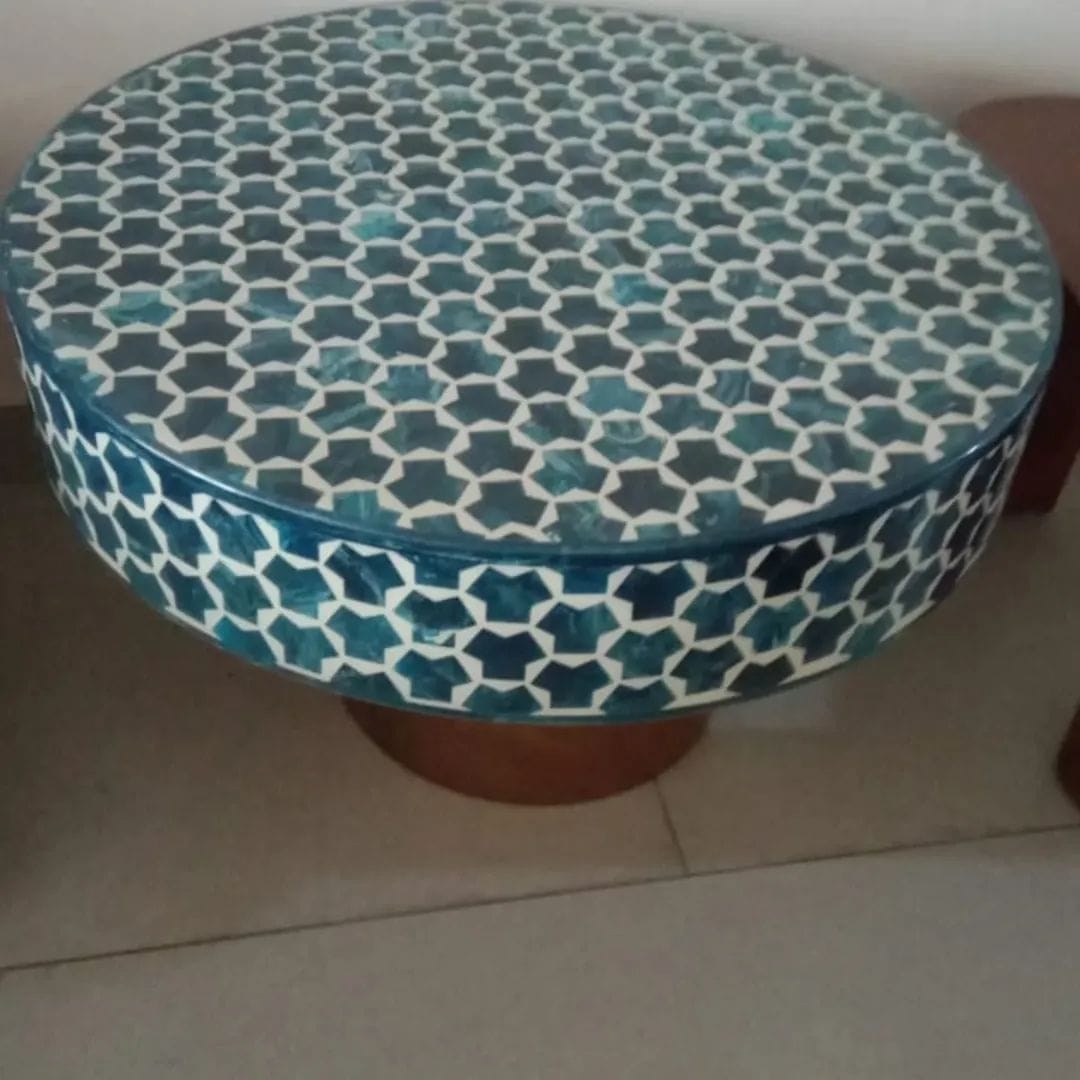 Teal Honeycomb Inlay Table