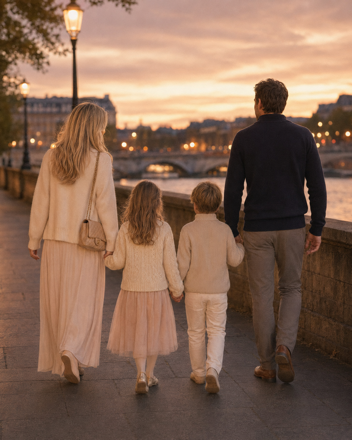 Famille au coucher du soleil