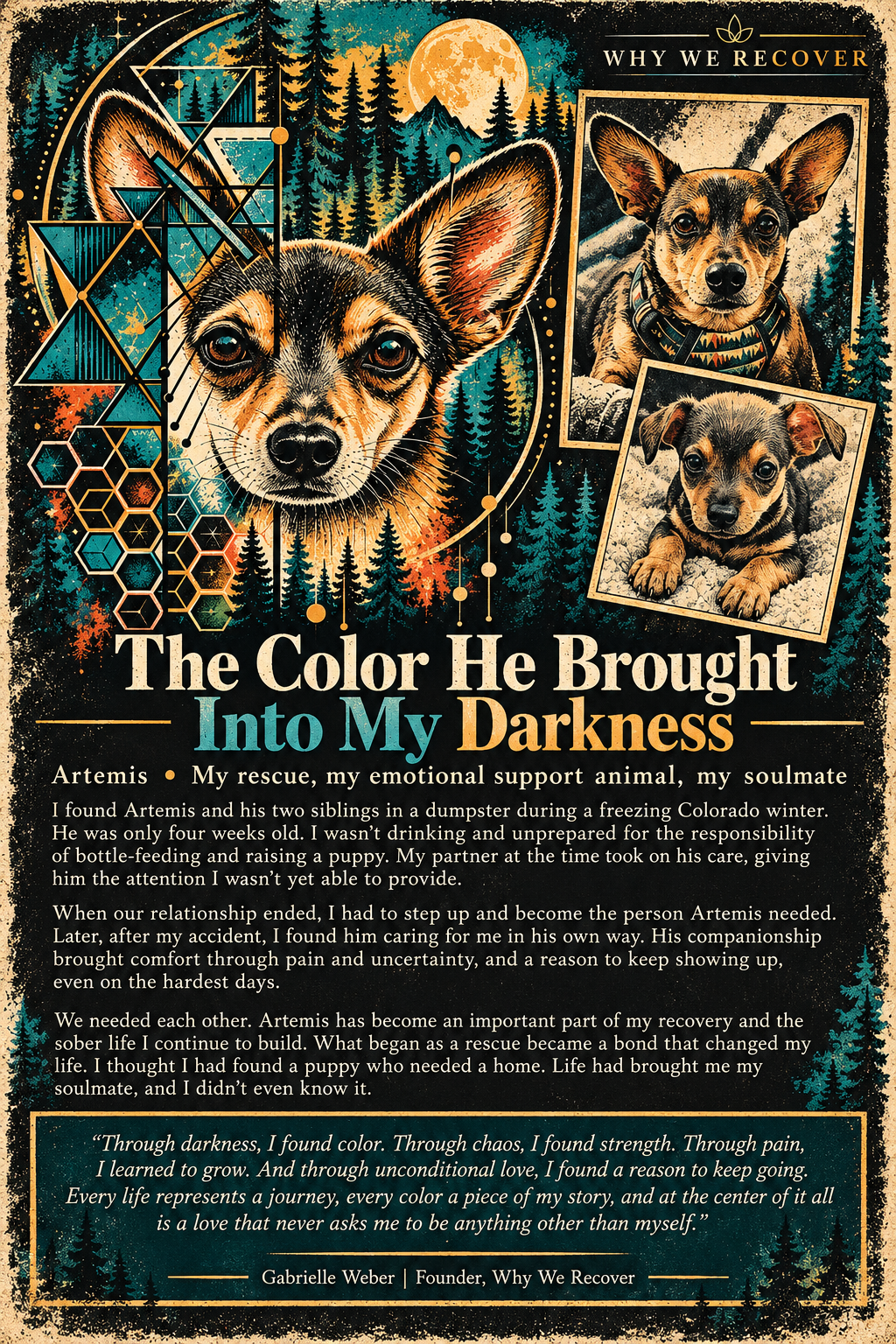 Artemis, Gabi's rescue and emotional support animal: The Color He Brought Into My Darkness
