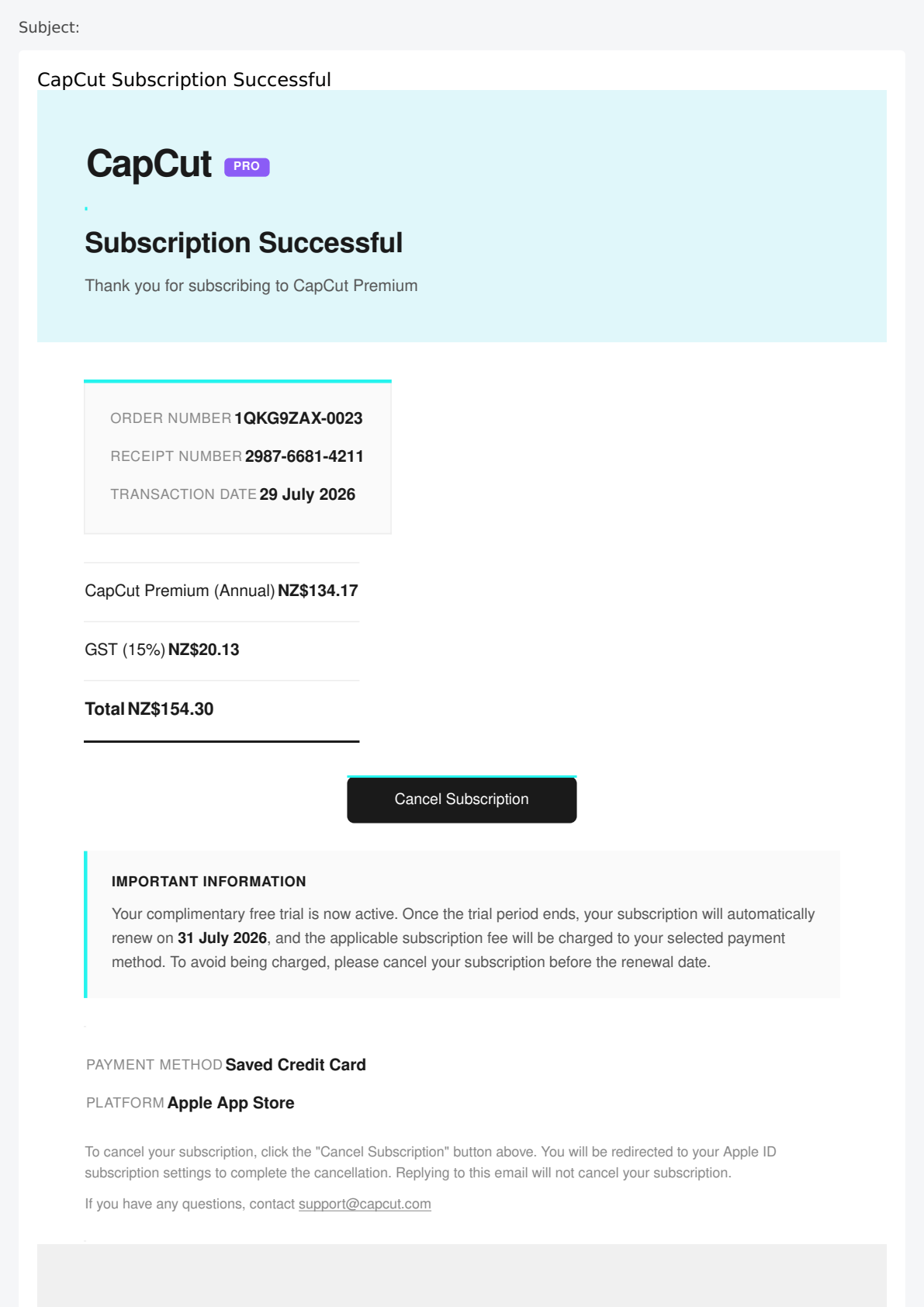Email Sample screenshot