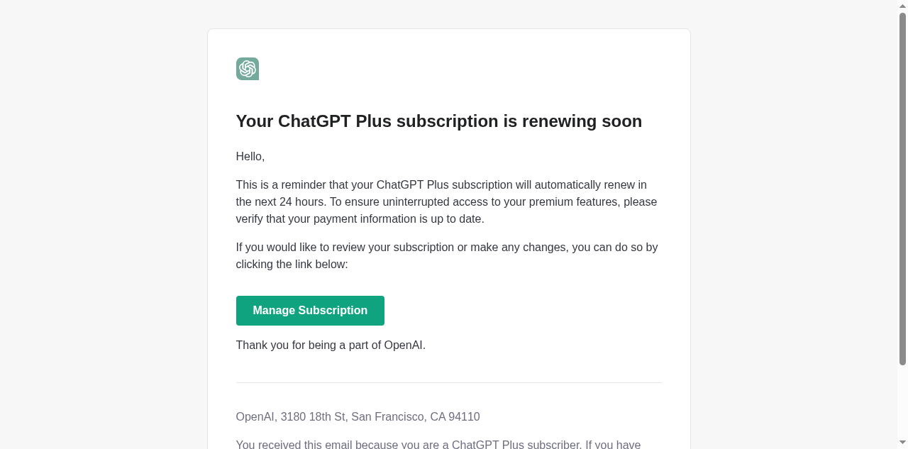 Email Sample screenshot